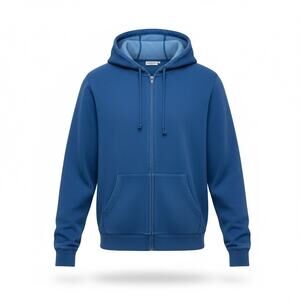 Independent Trading Co Blue Zip Up Hoodie Medium Premium Cotton Blend Sweatshirt